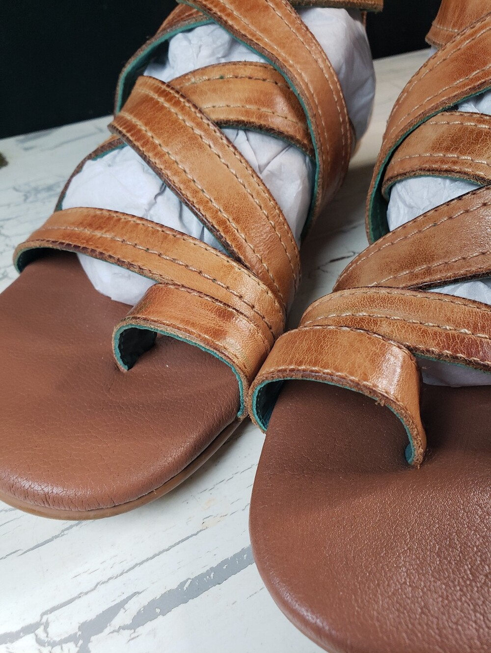 Roan by Bed Stu 'Royalty' Leather Roman Sandals in Pecan - Women's size 9 - Picture 7 of 16